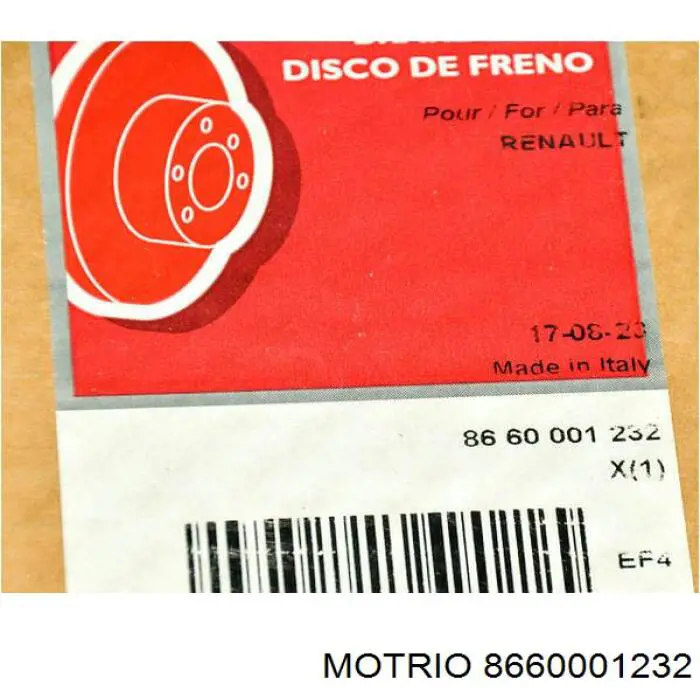 Диск переднього гальма Motrio 8660001232 ціна, від 47.09 USD