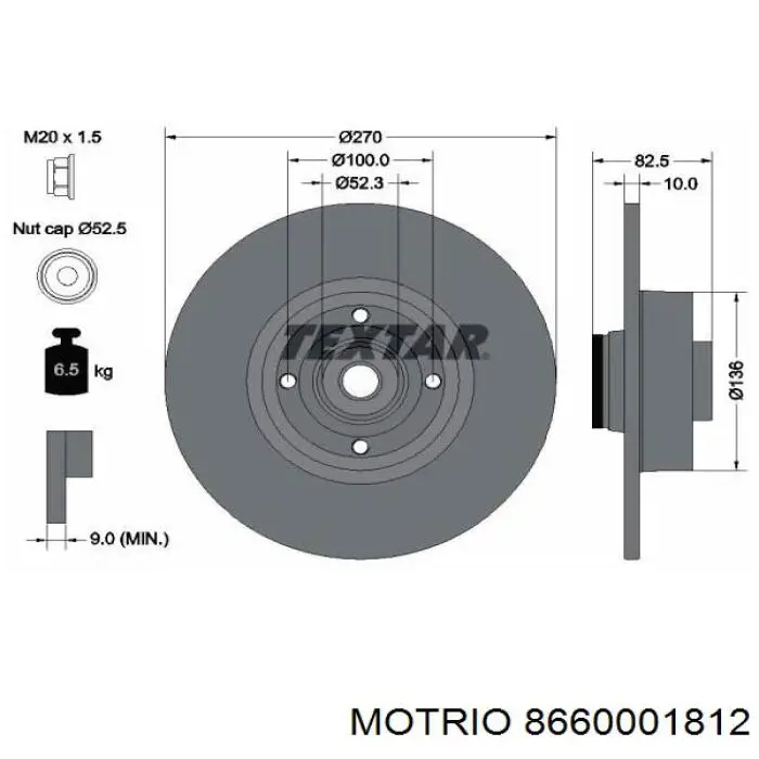 Диск гальмівний задній 8660001812 Motrio