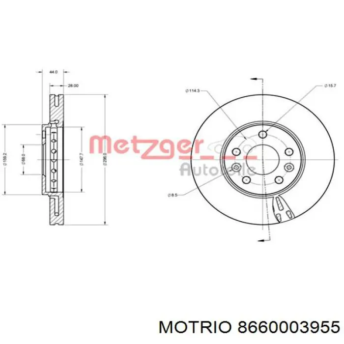 Гальмівні диски передні 8660003955 Motrio