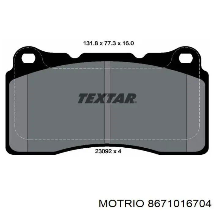 Колодки гальмівні передні, дискові 8671016704 Motrio