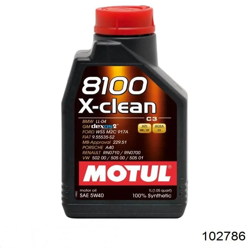 102786 Motul Масло моторне синтетическое 8100 X-clean 5W-40, 1л