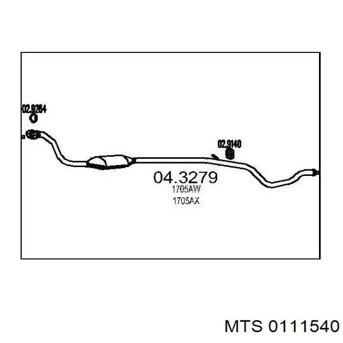 Глушник, передня частина MTS 0111540 ціна, від 71.11 USD