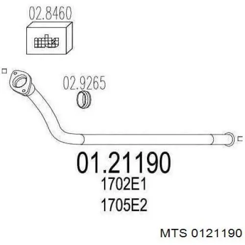 Труба приймальна (штани) глушника, передня 0121190 MTS