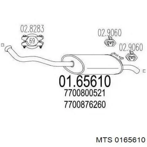 7700876260 Renault (RVI) Глушник, задня частина