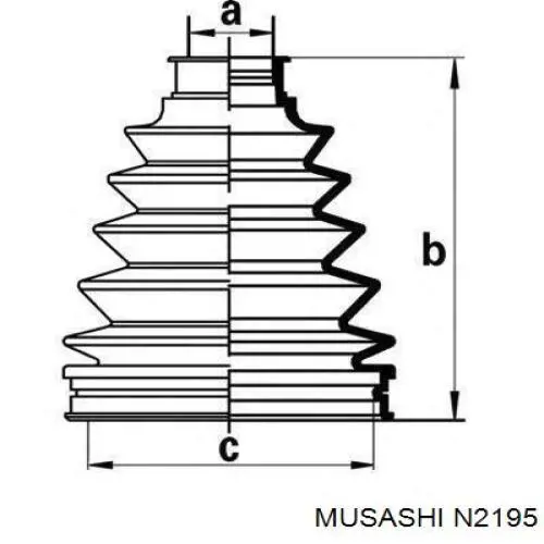 Купити N2195 Musashi Сальник піввісі переднього моста, лівої