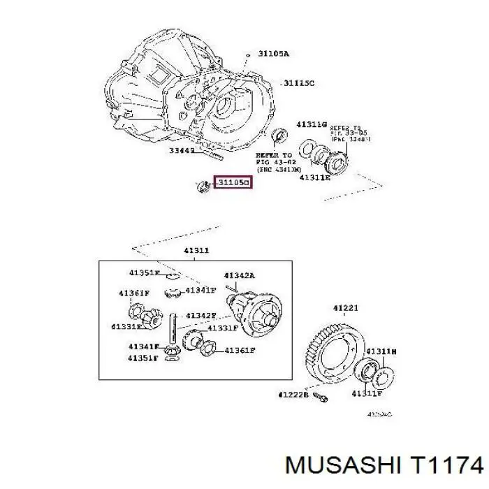 T1174 Musashi Сальник АКПП/КПП, вхідного/первинного вала