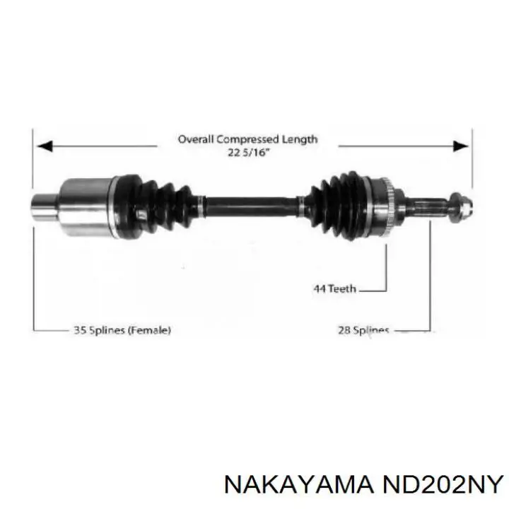 Піввісь (привід) передня, права ND202NY Nakayama