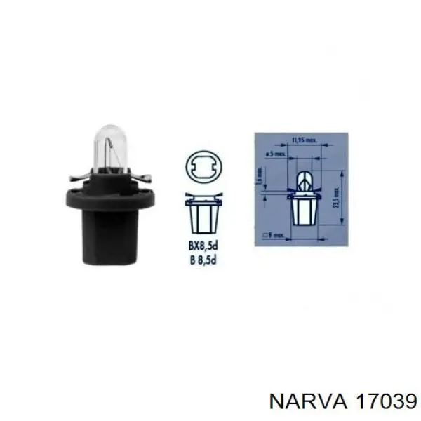 Лампочка щитка / панелі приладів Narva 17039 ціна, від 0.73 USD