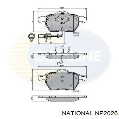 NP2026 National колодки гальмівні передні, дискові