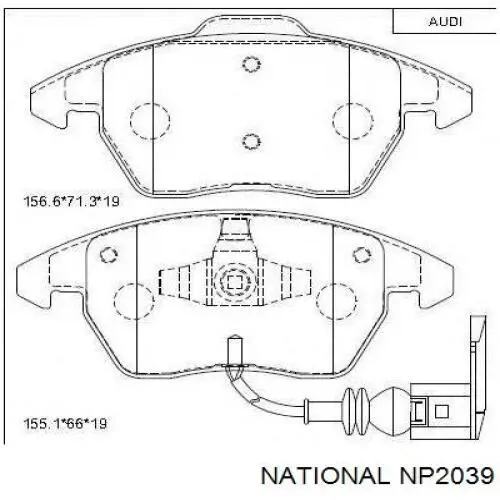 Передні тормозні колодки NP2039 National