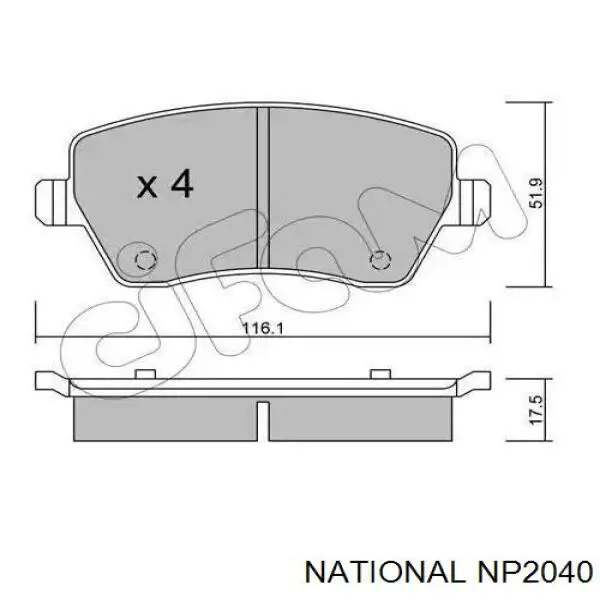 Передні тормозні колодки NP2040 National