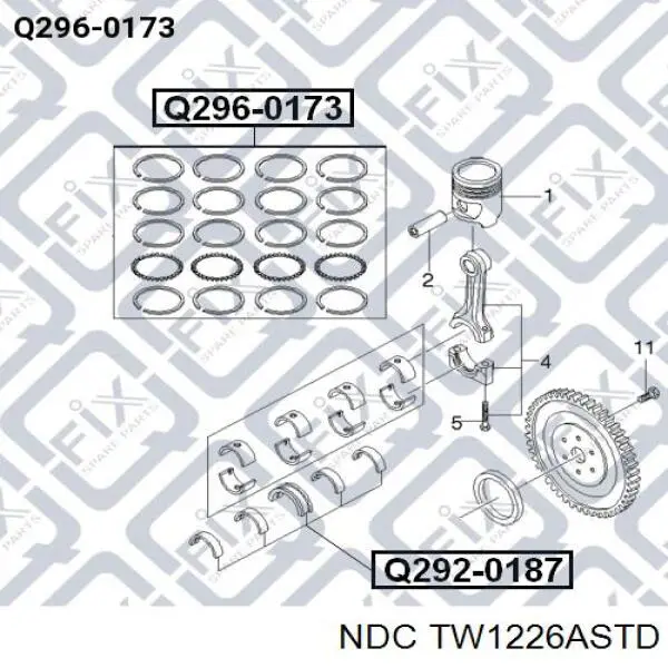 Півкільце підпірне (розбігу) колінвала, STD, комплект NDC TW1226ASTD ціна, від 4.98 USD