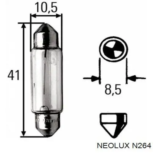 N264 Neolux лампочка плафону освітлення салону/кабіни