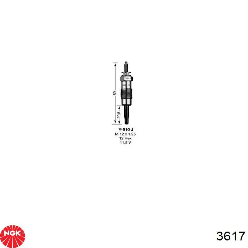 Свічка накалу 3617 NGK