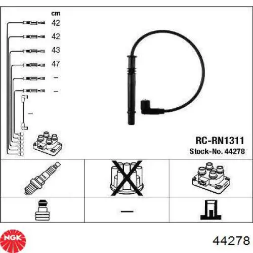 Дроти запалювання NGK 44278 ціна, від 25.85 USD
