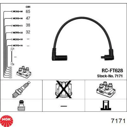 Дріт високовольтний, комплект 7171 NGK