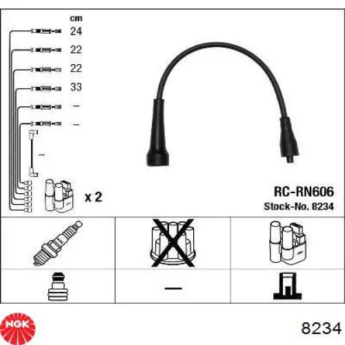 Дріт високовольтний, комплект 8234 NGK