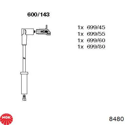 Купити 8480 NGK Провід високовольтні, комплект