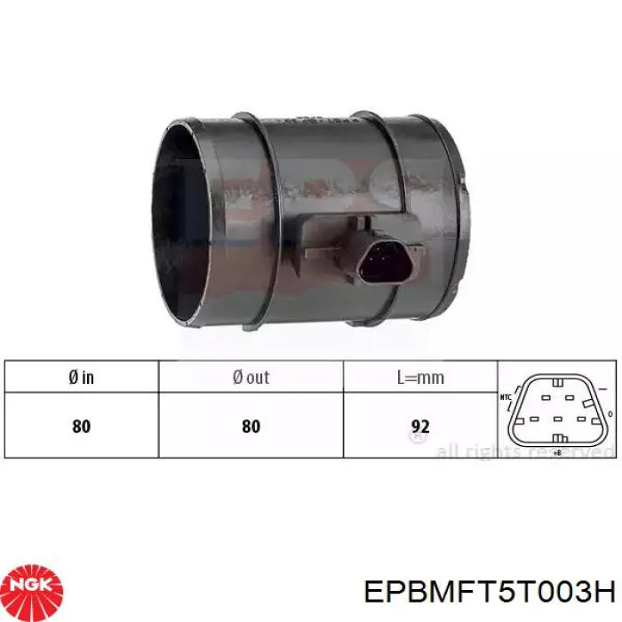 Датчик масової витрати повітря NGK EPBMFT5T003H ціна, від 49.92 USD