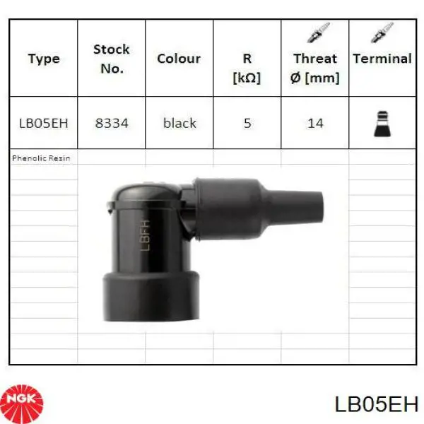 Накінечник свічки запалювання LB05EH NGK