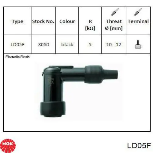 Накінечник свічки запалювання NGK LD05F ціна, від 4.13 USD