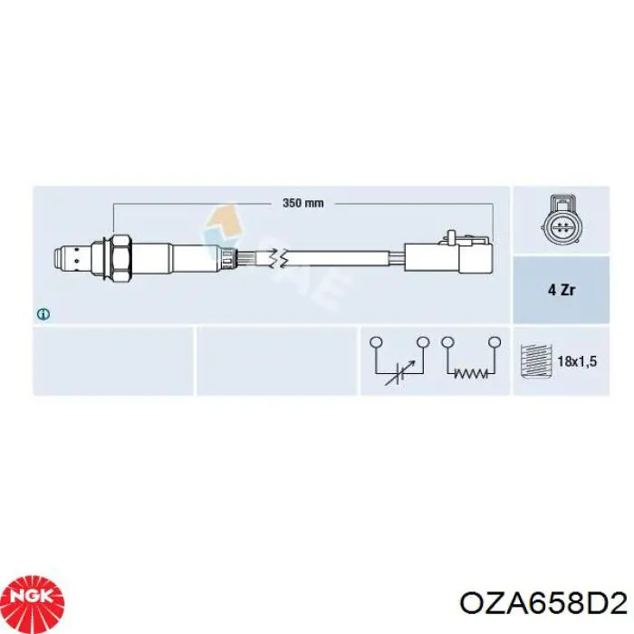 OZA658D2 NGK лямбда-зонд, датчик кисню після каталізатора