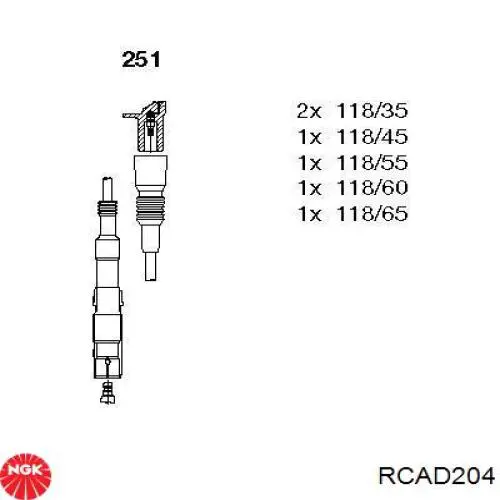 Купити RCAD204 NGK Провід високовольтні, комплект