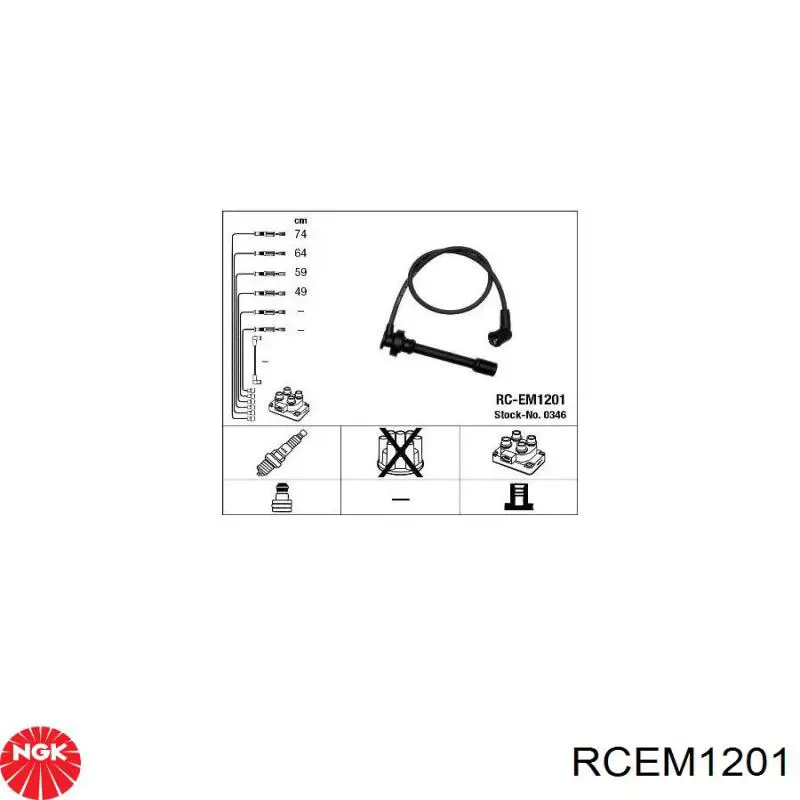 RCEM1201 NGK дріт високовольтні, комплект