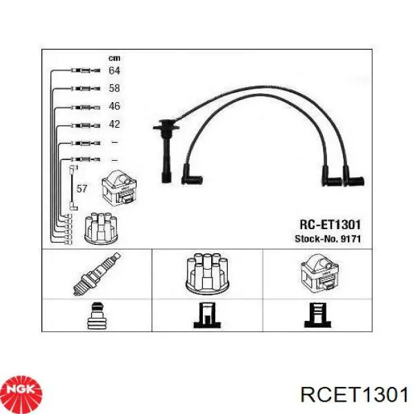 RCET1301 NGK Проводи високовольтні