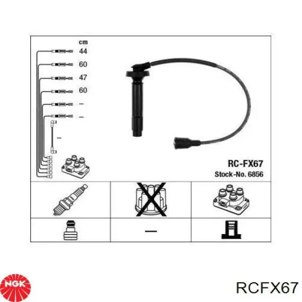 RCFX67 NGK дріт високовольтні, комплект