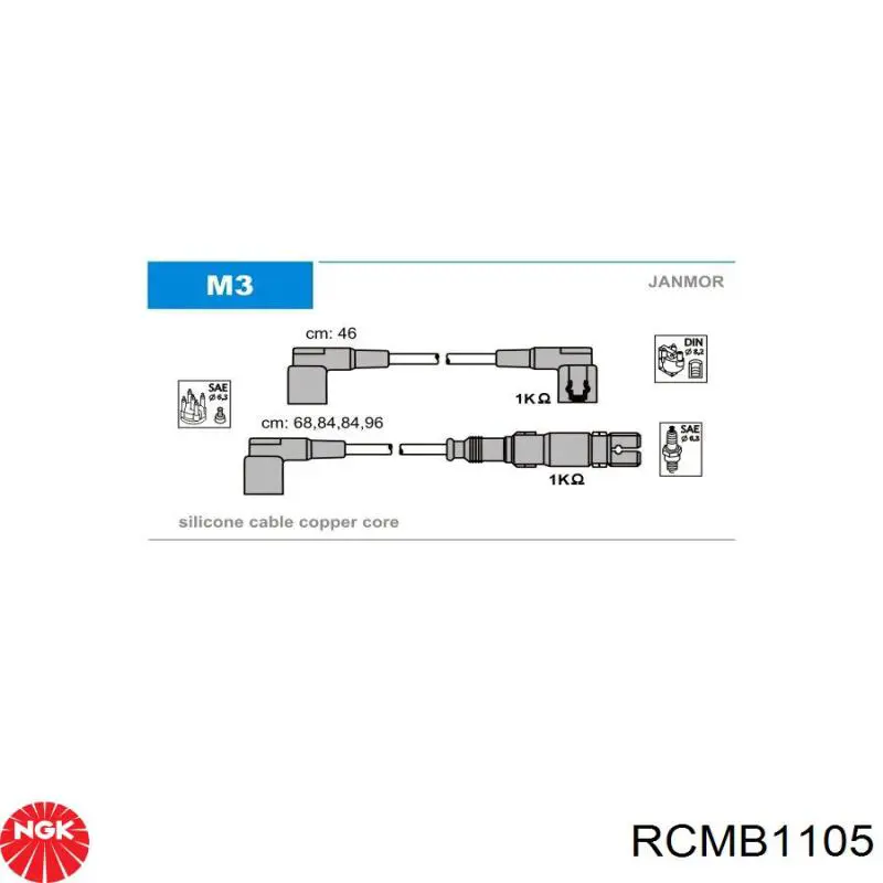 Купити RCMB1105 NGK Провід високовольтні, комплект