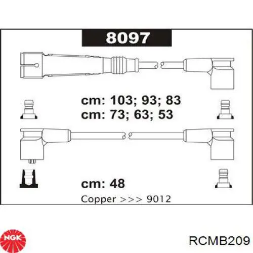 RCMB209 NGK Проводи високовольтні