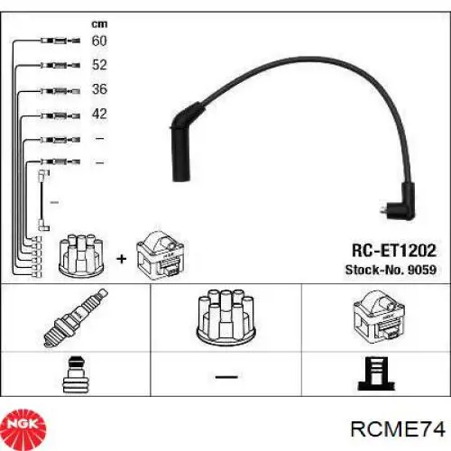 RCME74 NGK дріт високовольтні, комплект