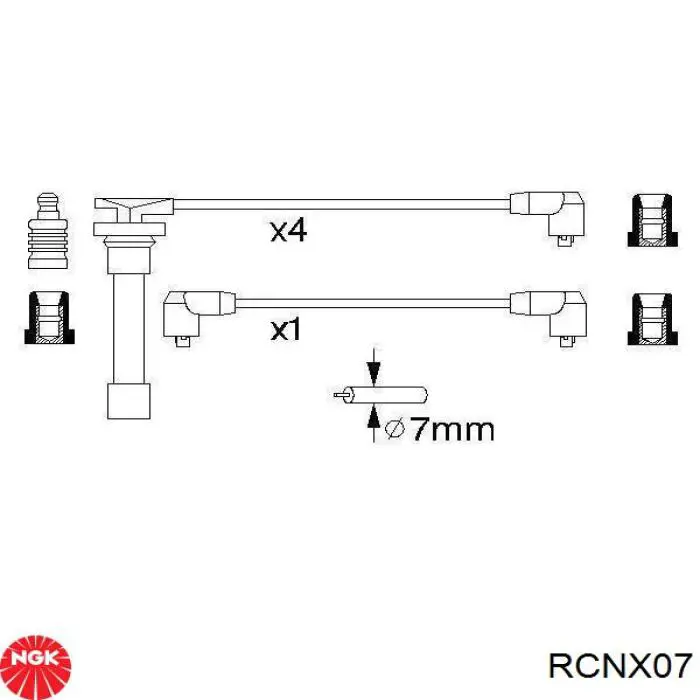 RCNX07 NGK дріт високовольтні, комплект
