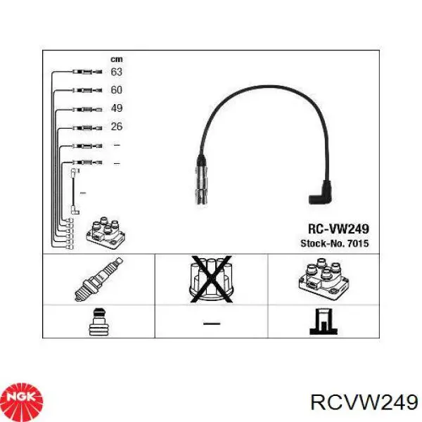 RCVW249 NGK дріт високовольтні, комплект
