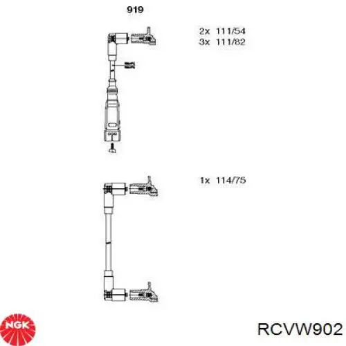 RCVW902 NGK Проводи високовольтні