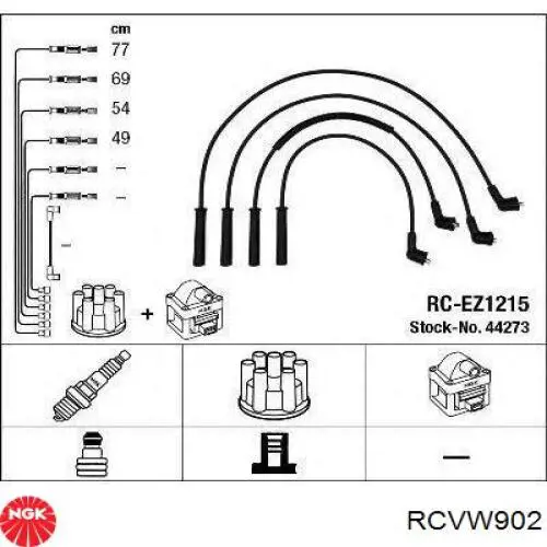 Купити RCVW902 NGK Провід високовольтні, комплект