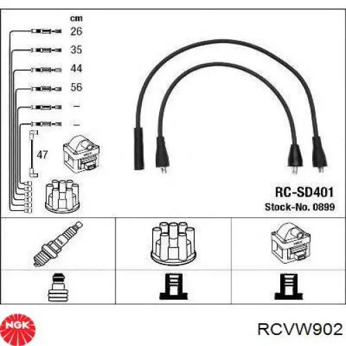 Дроти запалювання NGK RCVW902 ціна, від 57.23 USD