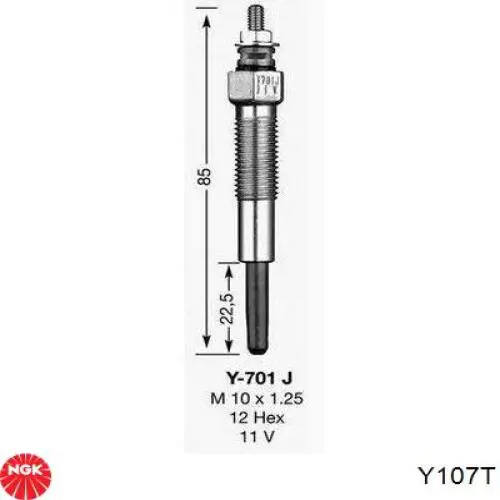 Y107T NGK Свічки розжарювання