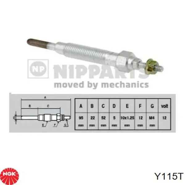 Свічка накалу Y115T NGK