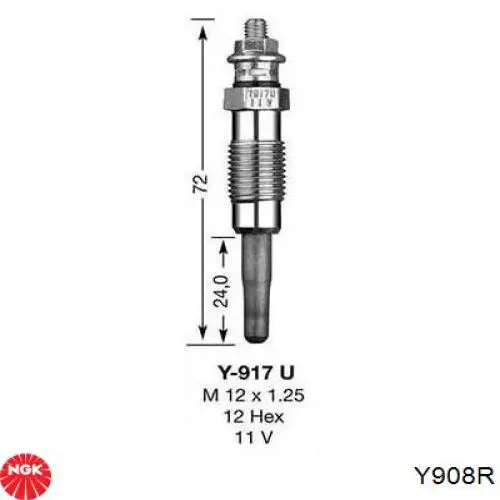 Свіча накалу NGK Y908R ціна, від 6.42 USD