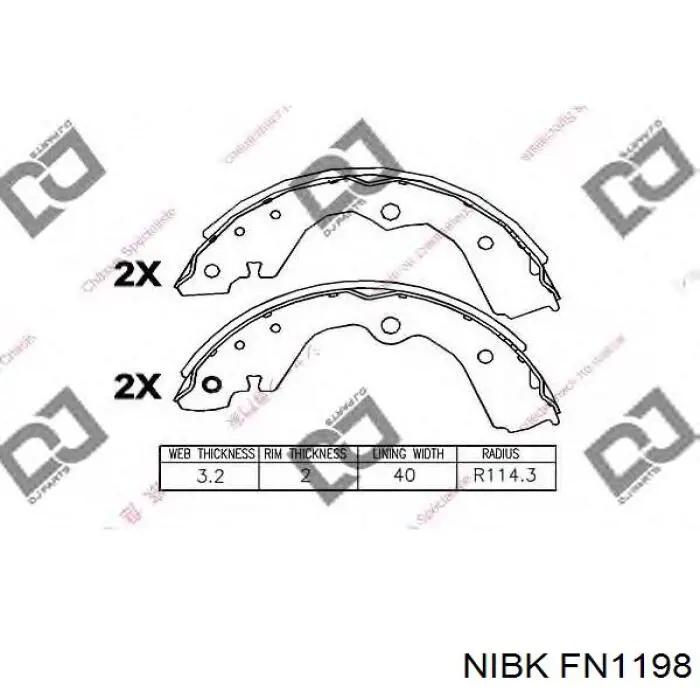 Колодки гальмові задні, барабанні Nibk FN1198 ціна, від 16.60 USD
