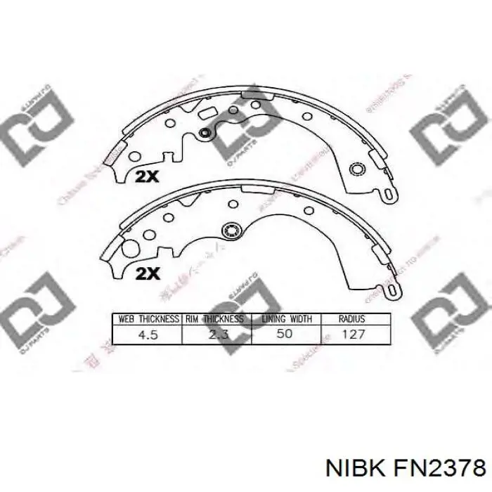 Колодки гальмові задні, барабанні FN2378 Nibk