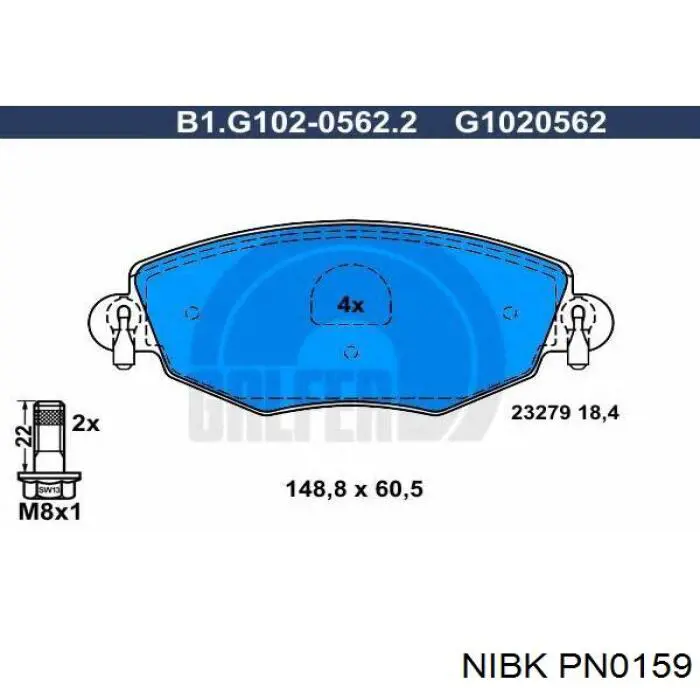 Гальмівні колодки Nibk PN0159 ціна, від 19.81 USD