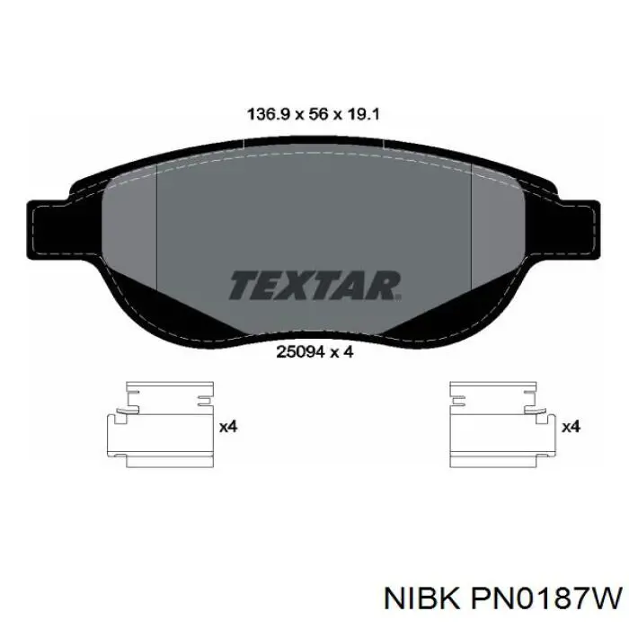 Купити PN0187W Nibk Колодки гальмівні передні, дискові