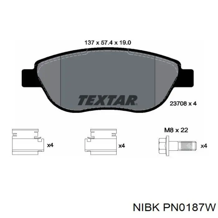 Гальмівні колодки Nibk PN0187W ціна, від 19.00 USD