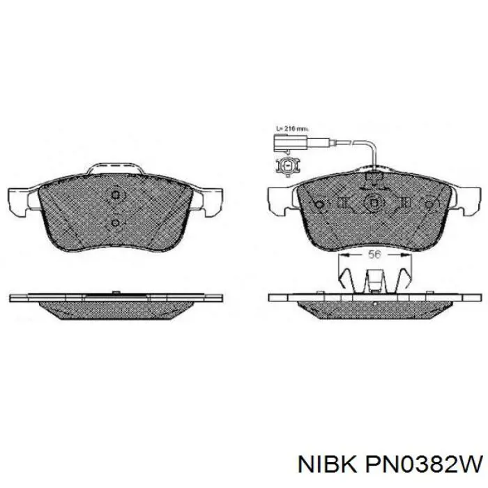 PN0382W Nibk колодки гальмівні передні, дискові