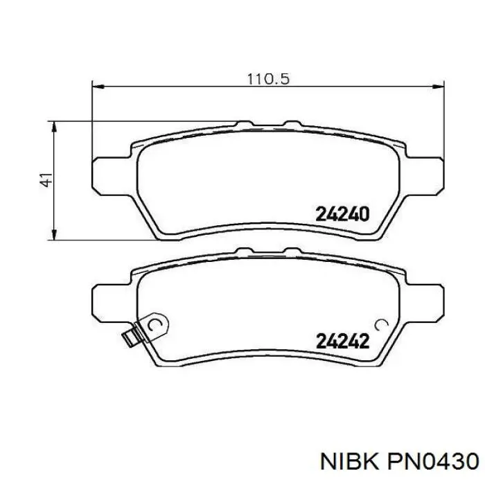 Задні гальмівні колодки PN0430 Nibk