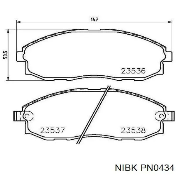 PN0434 Nibk колодки гальмівні передні, дискові