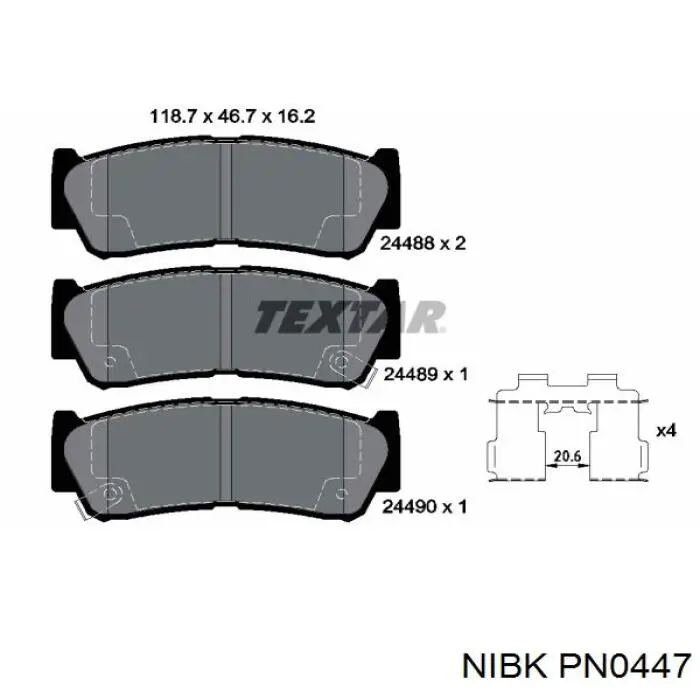 Задні гальмівні колодки PN0447 Nibk